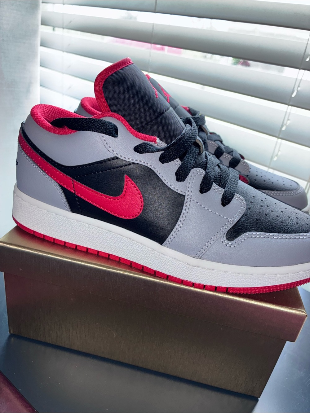 Jordan Kids Low Top Sneakers - Gray, Black & Pink